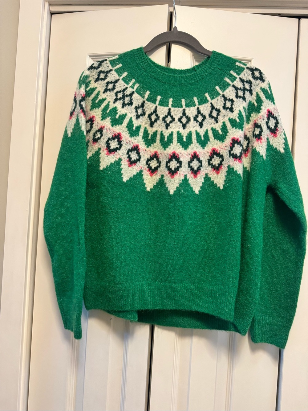 Sundry Women’s Size 1 Jade Green Fair Isle Pullover Sweater NWT $158